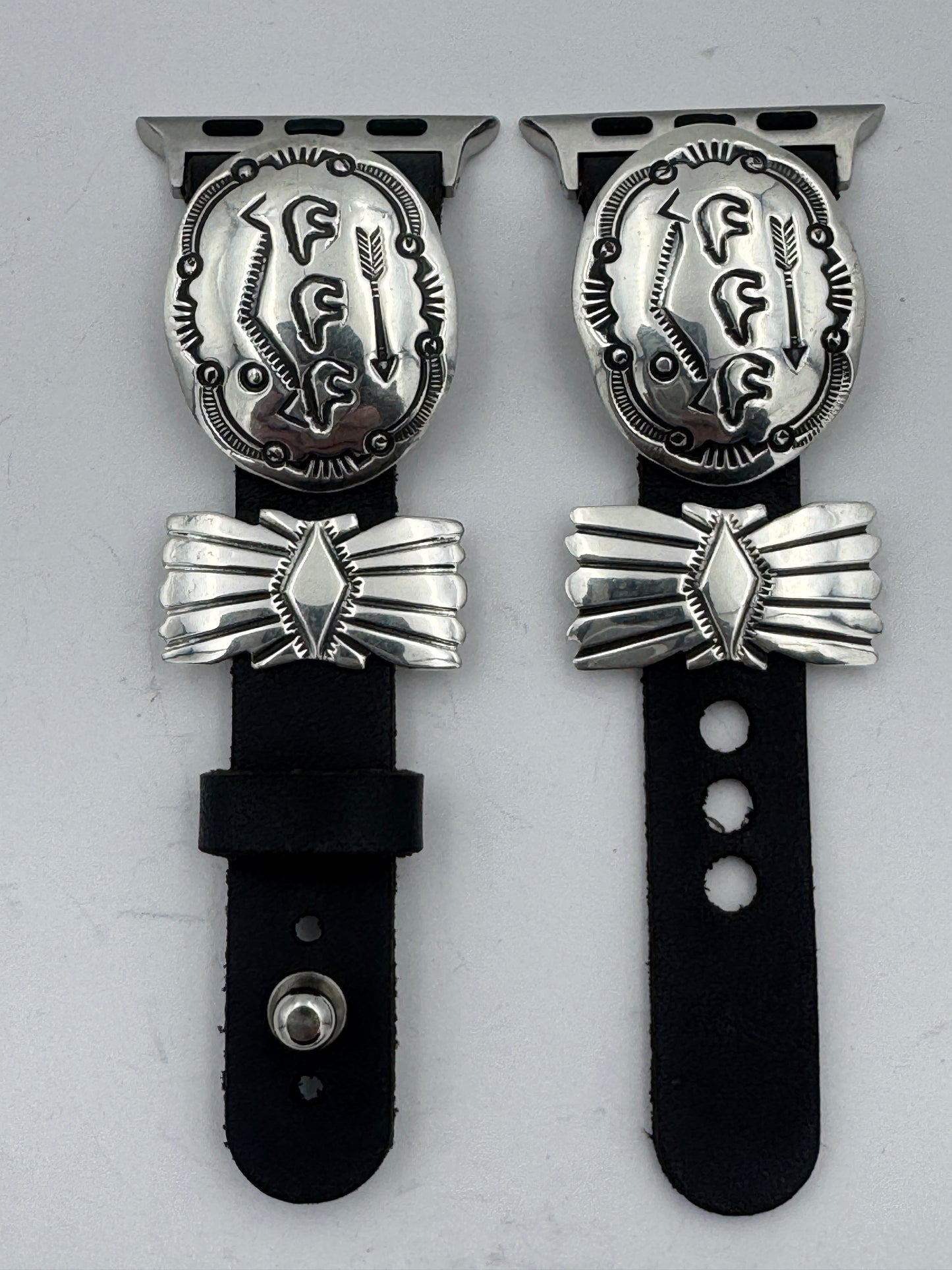 Jeanette Dale 38/40/41mm Sterling Silver Concho Leather Apple Watch Band (3 Bears) #6
