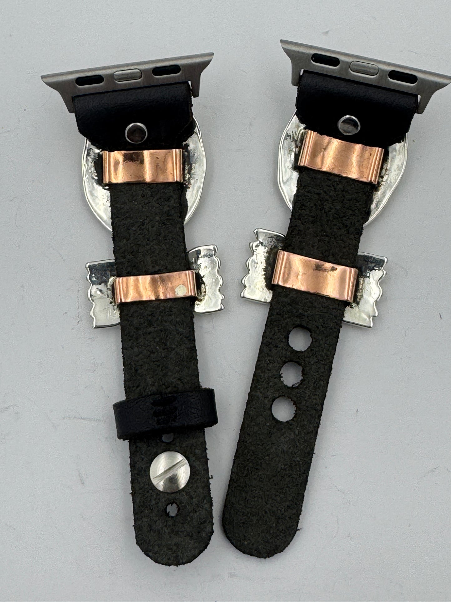 Jeanette Dale 38/40/41mm Sterling Silver Concho Leather Apple Watch Band (3 Bears) #6