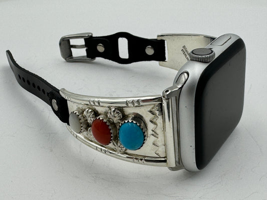 Nelson Morgan 42/44/45mm Ladies Sterling Silver Turquoise Coral and Mother of Pearl #19