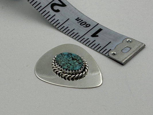 Ronnie Spencer Sterling Silver and Turquoise Guitar Pick #2