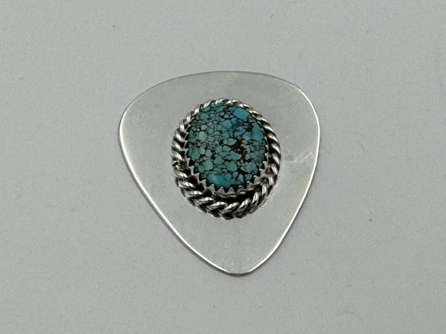 Ronnie Spencer Sterling Silver and Turquoise Guitar Pick #2