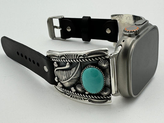 Jeanette Dale 42/44/45/49mm Trapezoid Sterling Silver Turquoise Twisted Wire Ultra #130