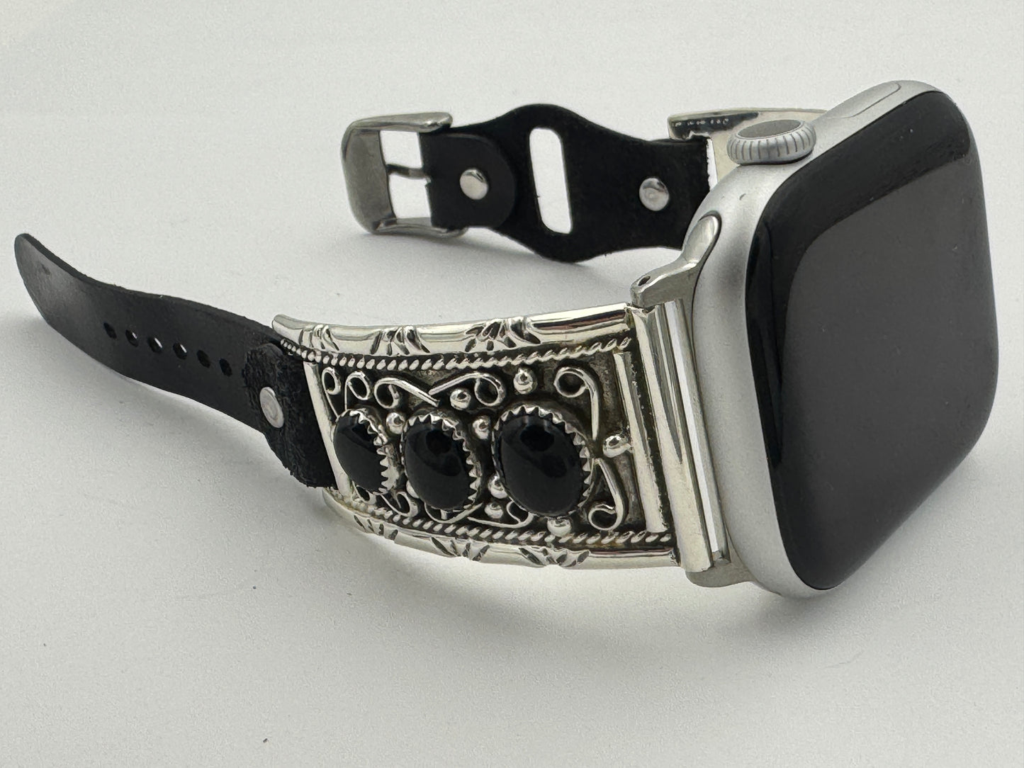 Nelson Morgan 42/44/45mm Unisex Sterling Silver Round Black Onyx #61