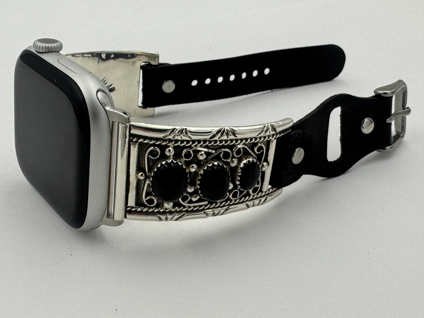 Nelson Morgan 42/44/45mm Unisex Sterling Silver Round Black Onyx #61