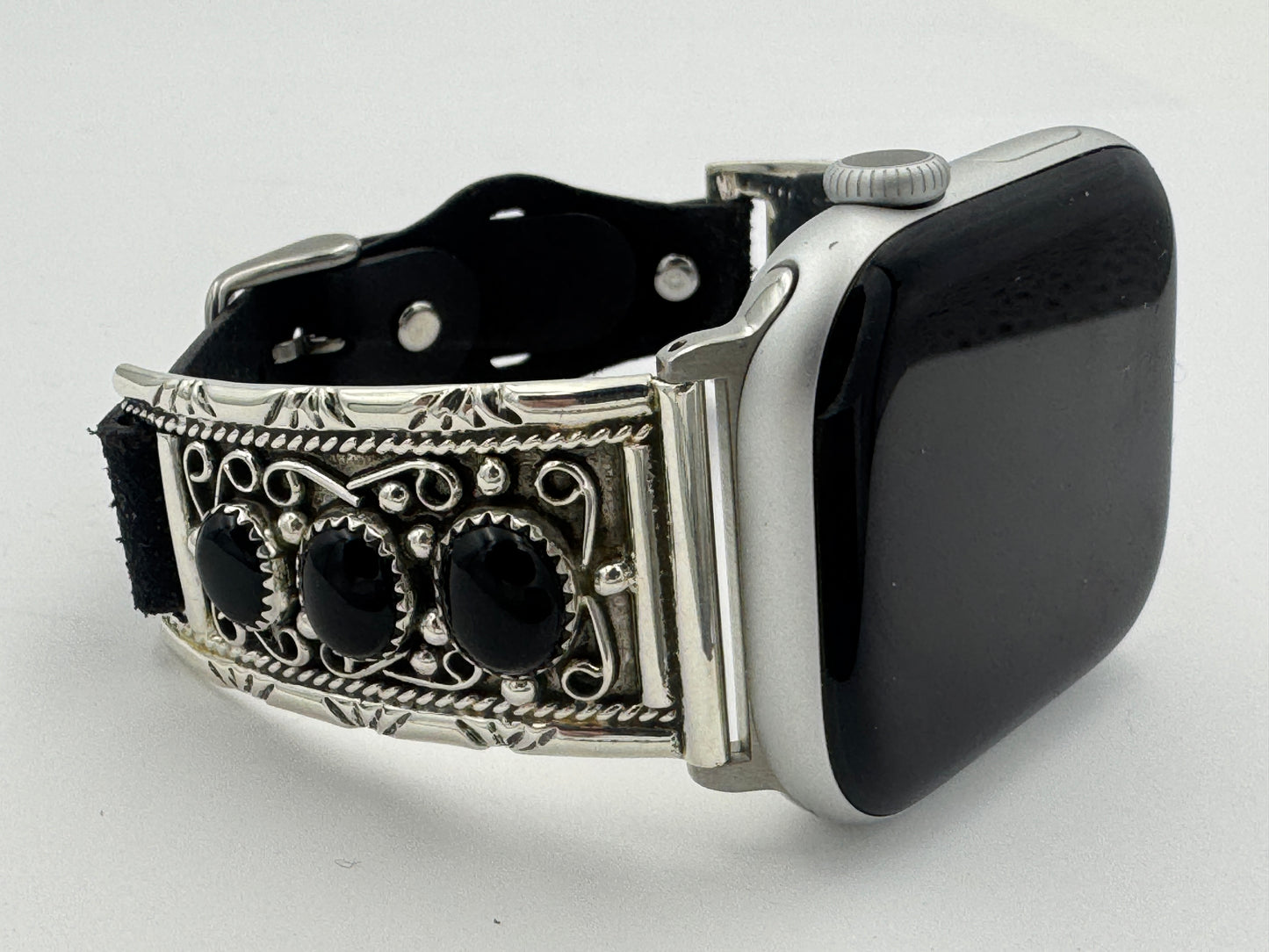 Nelson Morgan 42/44/45mm Unisex Sterling Silver Round Black Onyx #61