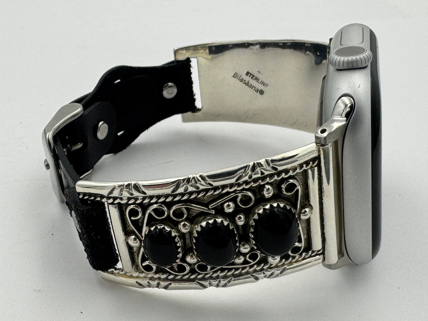 Nelson Morgan 42/44/45mm Unisex Sterling Silver Round Black Onyx #61