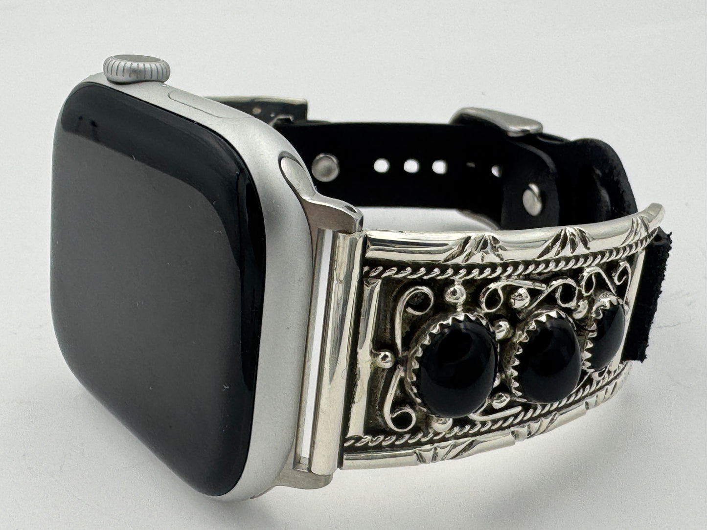 Nelson Morgan 42/44/45mm Unisex Sterling Silver Round Black Onyx #61