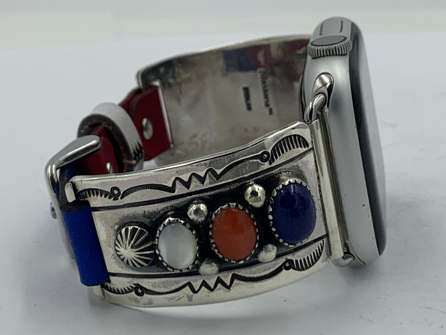 Jeanette Dale 42/44/45mm Unisex Sterling Silver Stamped Red, White and Blue #71