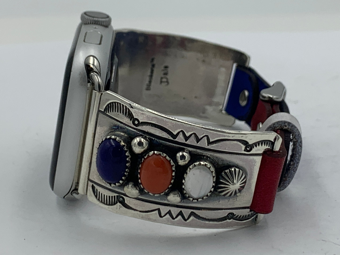 Jeanette Dale 42/44/45mm Unisex Sterling Silver Stamped Red, White and Blue #71