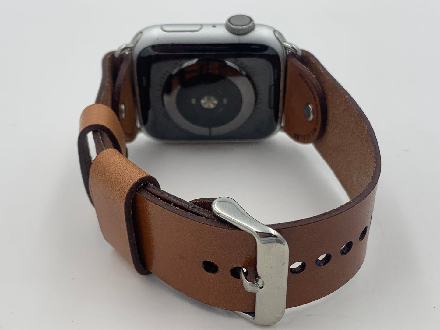 George Thompson 42/44/45mm M/L Tan Laser Cut Leather Apple Watch Buckle Band #25