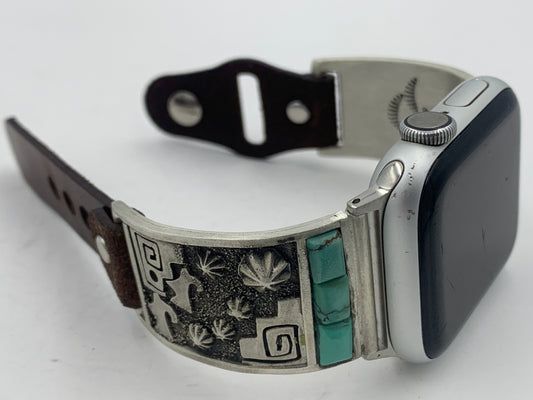 Tony Chino 38/40/41mm Unisex Sterling Silver and Turquoise with Longhorns #35